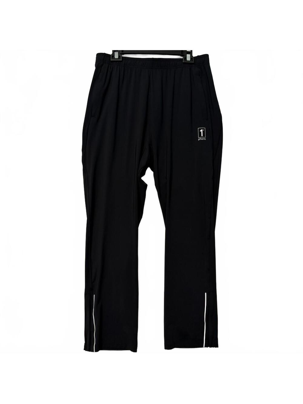 1st Phorm Track Pants Men's LARGE Performance Jogger Black Reflective Pockets